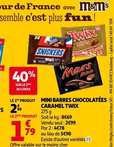 Promotie: Mini barres chocolatées caramel Twix