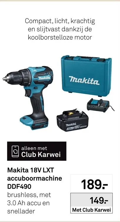 Aanbieding: Makita 18V LXT accuboormachine DDF490