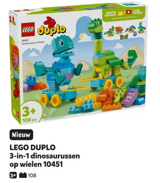 Aanbieding: LEGO DUPLO 3-in-1 dinosaurussen op wielen