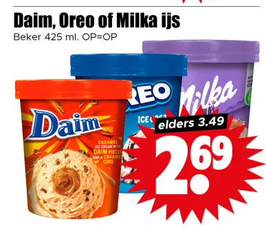 Aanbieding: Daim, Oreo of Milka ijs