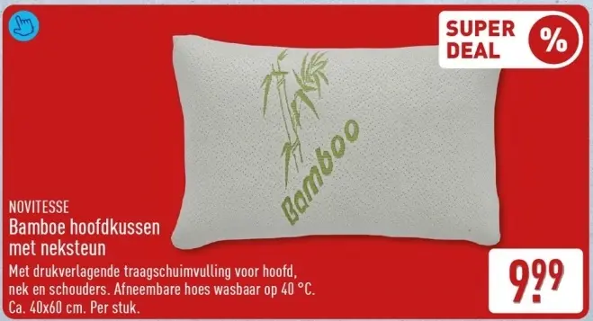 Aanbieding: Bamboe hoofdkussen met neksteun
