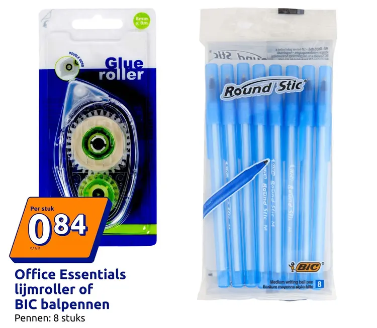 Aanbieding: Office Essentials lijmroller of BIC balpennen