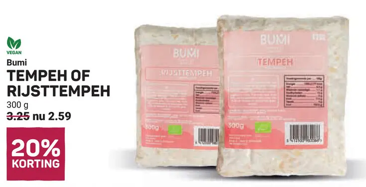 Aanbieding: Tempeh of rijsttempeh