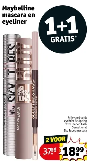 Aanbieding: Maybelline mascara en eyeliner