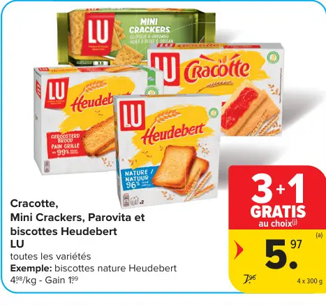 Offre: Cracotte, Mini Crackers, Parovita et biscottes