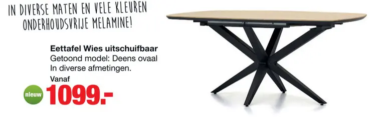 Aanbieding: Eettafel Wies Deens ovaal uitschuifbaar
