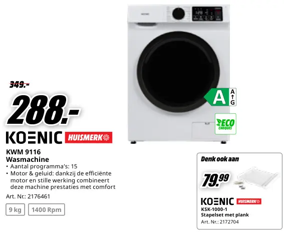 Promotie: KWM 9116 Wasmachine