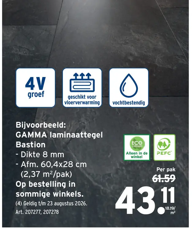 Promotie: GAMMA laminaattegel Bastion