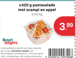 Aanbieding: pastasalade met scampi en appel