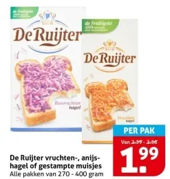 Aanbieding: De Ruijter vruchten-, anijs-hagel of gestampte muisjes