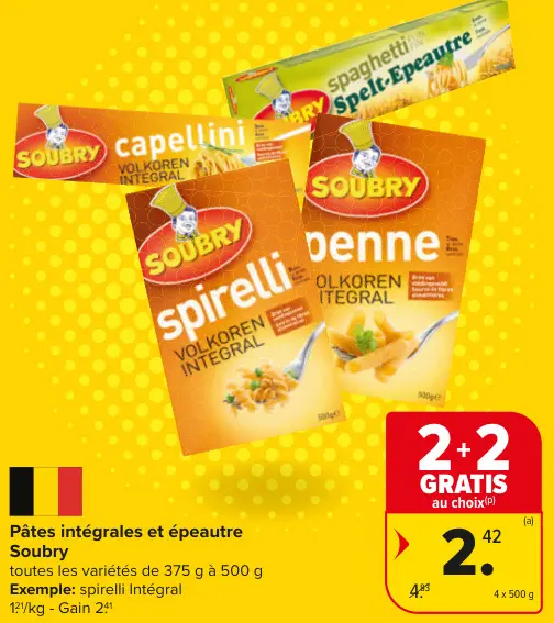 Offre: Pâtes intégrales et épeautre