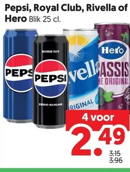 Aanbieding: Pepsi, Royal Club, Rivella of Hero