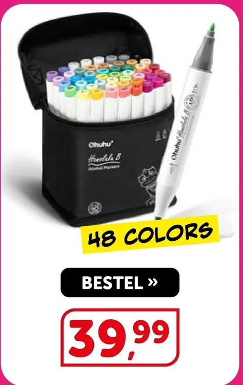 Aanbieding: Ohuhu Honolala B Alcohol Markers 48 colors