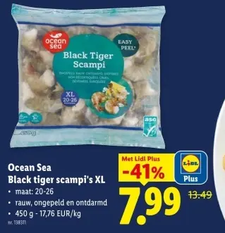 Promotie: Black tiger scampi's XL
