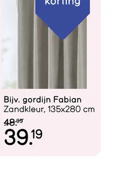 Aanbieding: Gordijn Fabian - zandkleur - 135x280 cm (1 stuk)