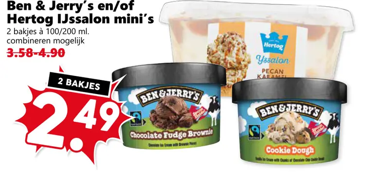 Aanbieding: Ben & Jerry's en/of Hertog IJssalon mini's