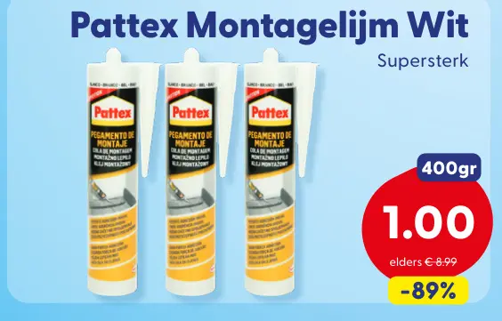 Aanbieding: Pattex Montagelijm Wit