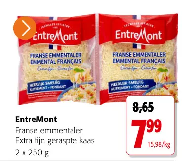 Promotie: Franse emmentaler Extra fijn geraspte kaas