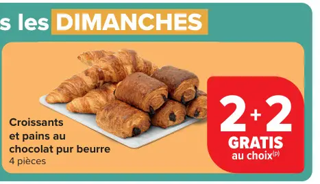 Offre: Croissants et pains au chocolat pur beurre
