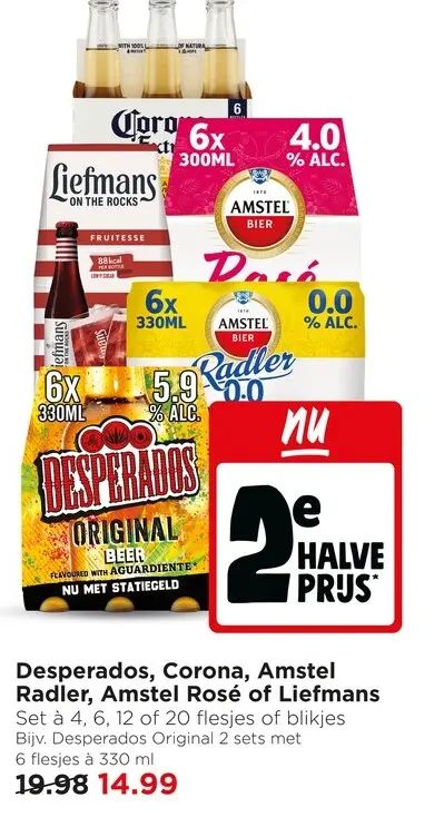 Aanbieding: Desperados, Corona, Amstel Radler, Amstel Rosé of Liefmans