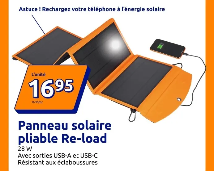 Offre: Panneau solaire pliable Re-load