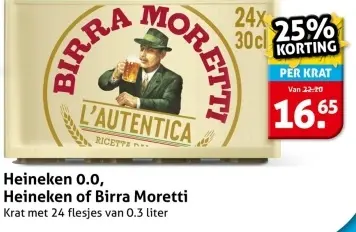 Aanbieding: Heineken 0.0, Heineken of Birra Moretti