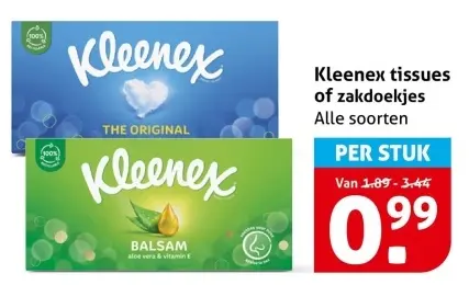 Aanbieding: Kleenex tissues of zakdoekjes