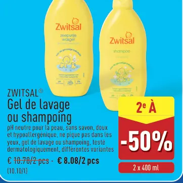Offre: Gel de lavage ou shampoing
