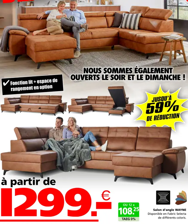 Offre: Salon d'angle WAYNE