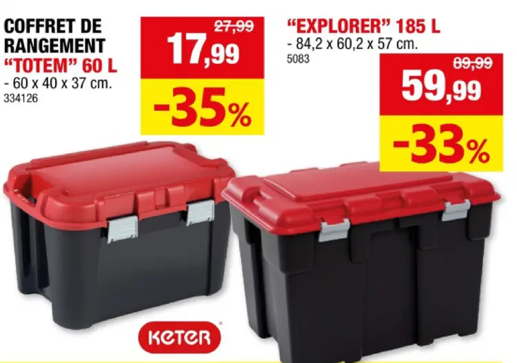 Offre: Coffret de rangement "totem" 60 L
