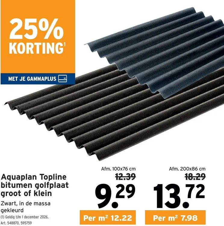Promotie: Topline bitumen golfplaat groot of klein