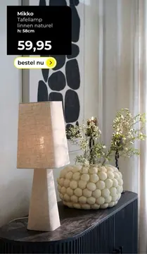 Aanbieding: Mikko Tafellamp linnen naturel