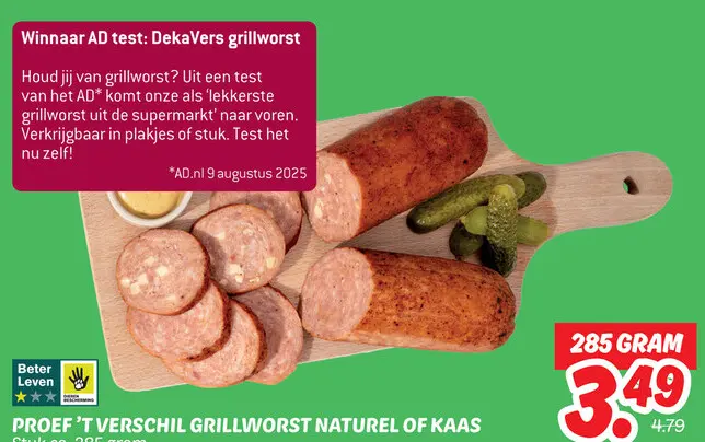 Grillworst naturel of kaas