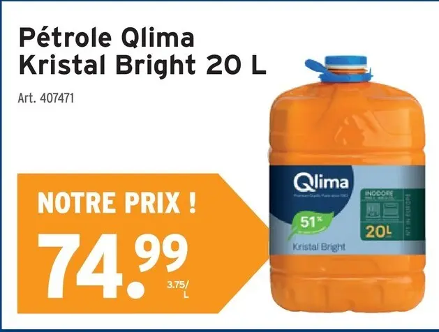 Offre: Pétrole Qlima Kristal Bright 20 L