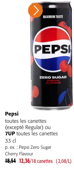 Offre: Pepsi Zero Sugar Cherry Flavour