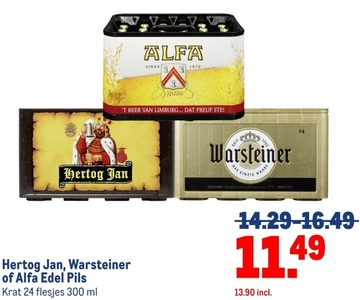 Aanbieding: Hertog Jan, Warsteiner of Alfa Edel Pils