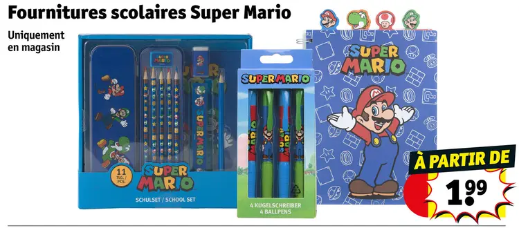 Offre: Fournitures scolaires Super Mario