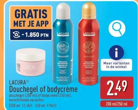 Promotie: LACURA Douchegel of bodycrème