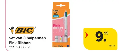 Offre: Set van 3 balpennen Pink Ribbon