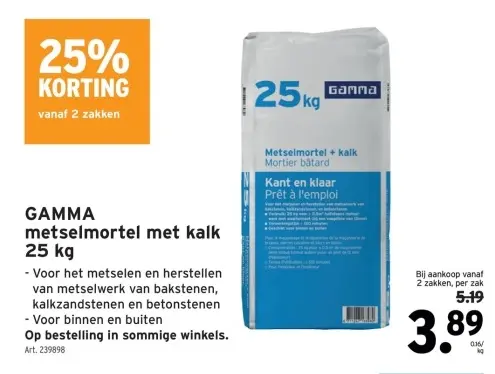 Promotie: metselmortel met kalk