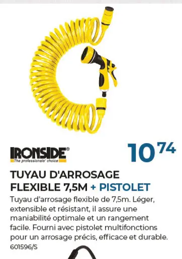 Offre: Tuyau d'arrosage flexible 7,5m + pistolet
