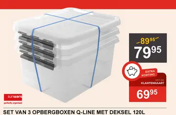 Aanbieding: Set van 3 opbergboxen q-line met deksel