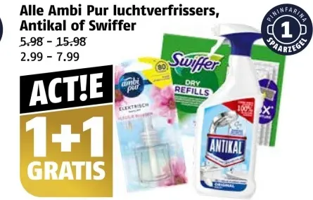 Aanbieding: Ambi Pur luchtverfrissers, Antikal of Swiffer