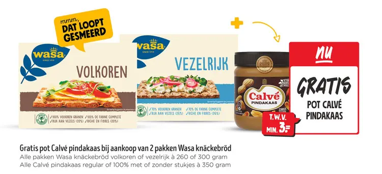 Aanbieding: Wasa knäckebröd and Calvé pindakaas