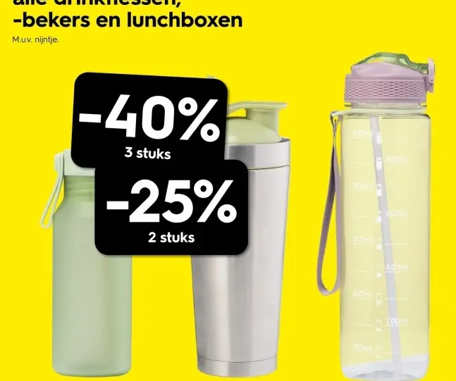 Promotie: drinkflessen, -bekers en lunchboxen