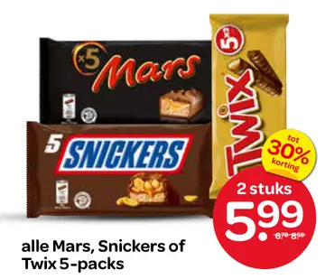 Aanbieding: Mars, Snickers of Twix