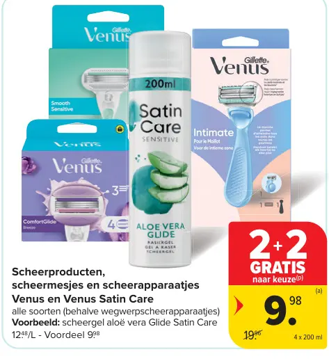 Promotie: Scheerproducten, scheermesjes en scheerapparaatjes Venus en Venus Satin Care