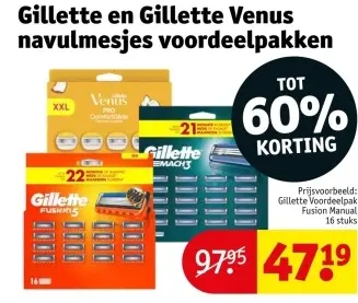 Promotie: Gillette en Gillette Venus navulmesjes voordeelpakken