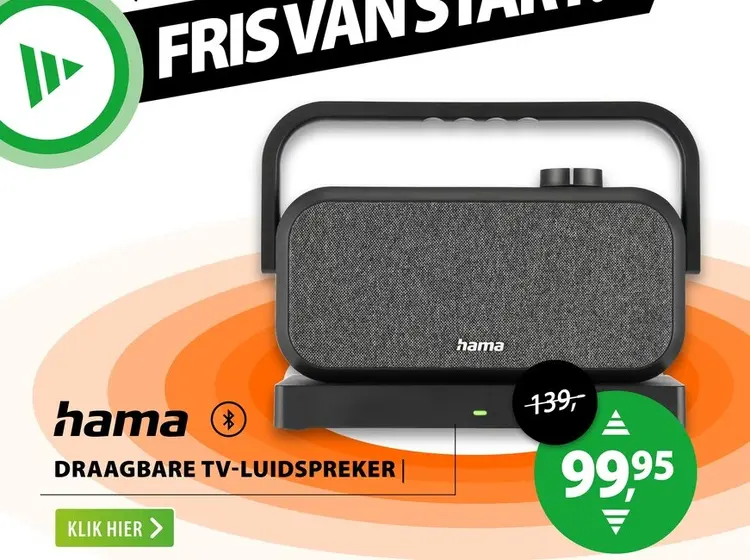 Aanbieding: Hama Luidspreker voor tv  2 4-GHz-station + Bluetooth draagbaar stereo