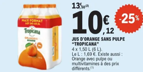 Promotie: Jus d'orange sans pulpe